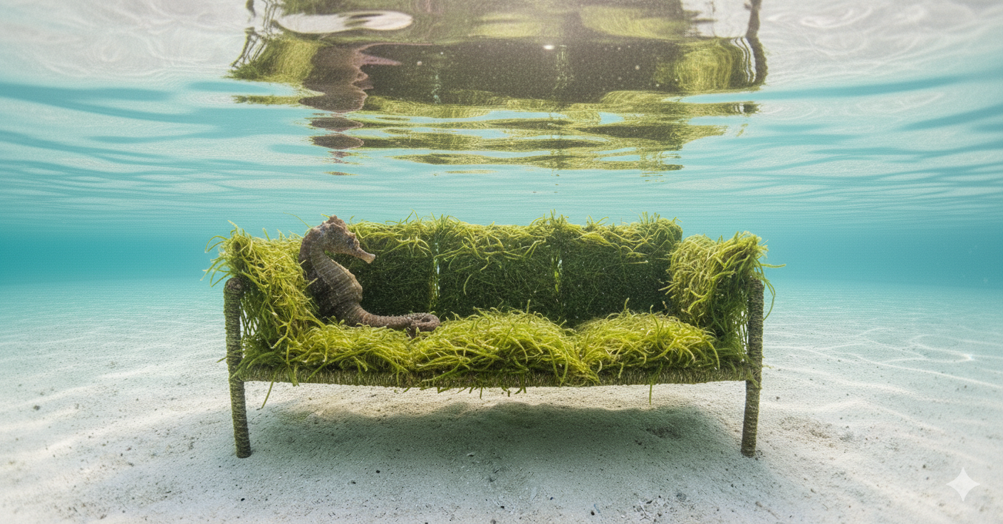 BRUSKEA Canapé front hippocampe 2 pieds