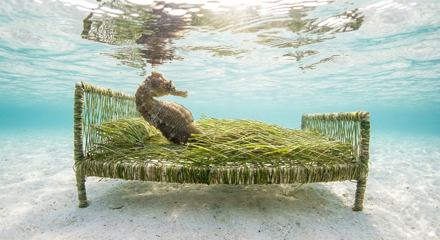 BRUSKEA - lit cymodocea + hippocampe